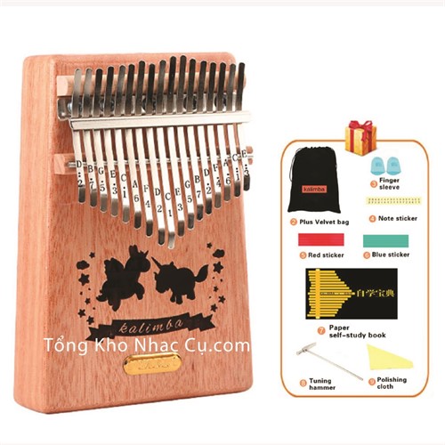 Đàn Kalimba Yael 17 Phím Gỗ Mahogany Y17M-U (Ngựa một sừng - Mbira Thumb Finger Piano 17 Keys)